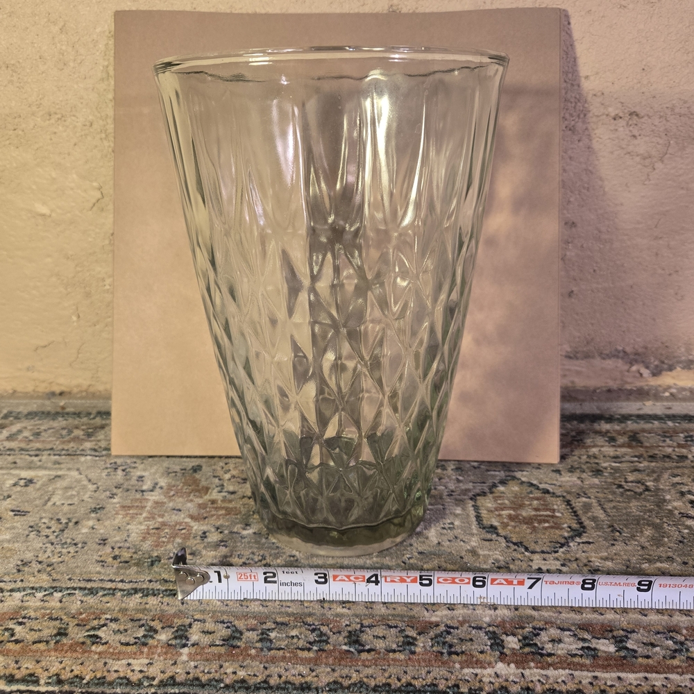 Vintage Art Deco Crystal Glass Vase 9.75 height Home Decor Collectible Glass